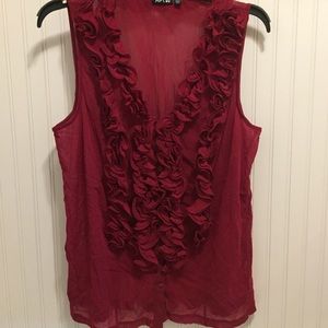 Apt 9 ruffle front mesh blouse
